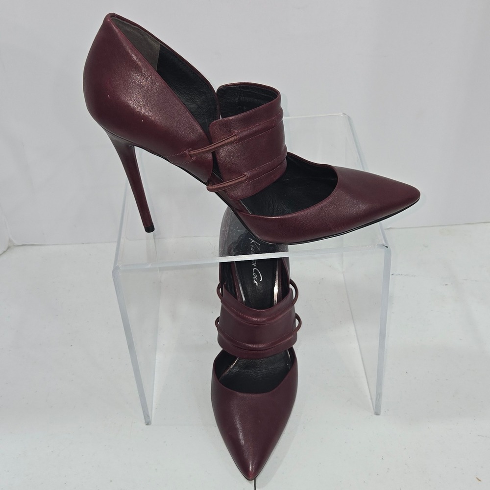 Kenneth Cole Water Leather Pointed Toe Stiletto Pumps Burgundy Wine Size 8.5M
